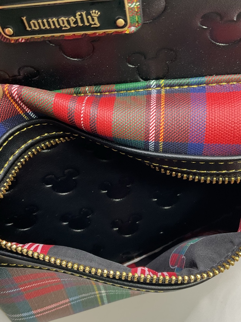 Loungefly Disney Parks Black Mini Backpack VIP Tours Plaid - Picture 8 of 13